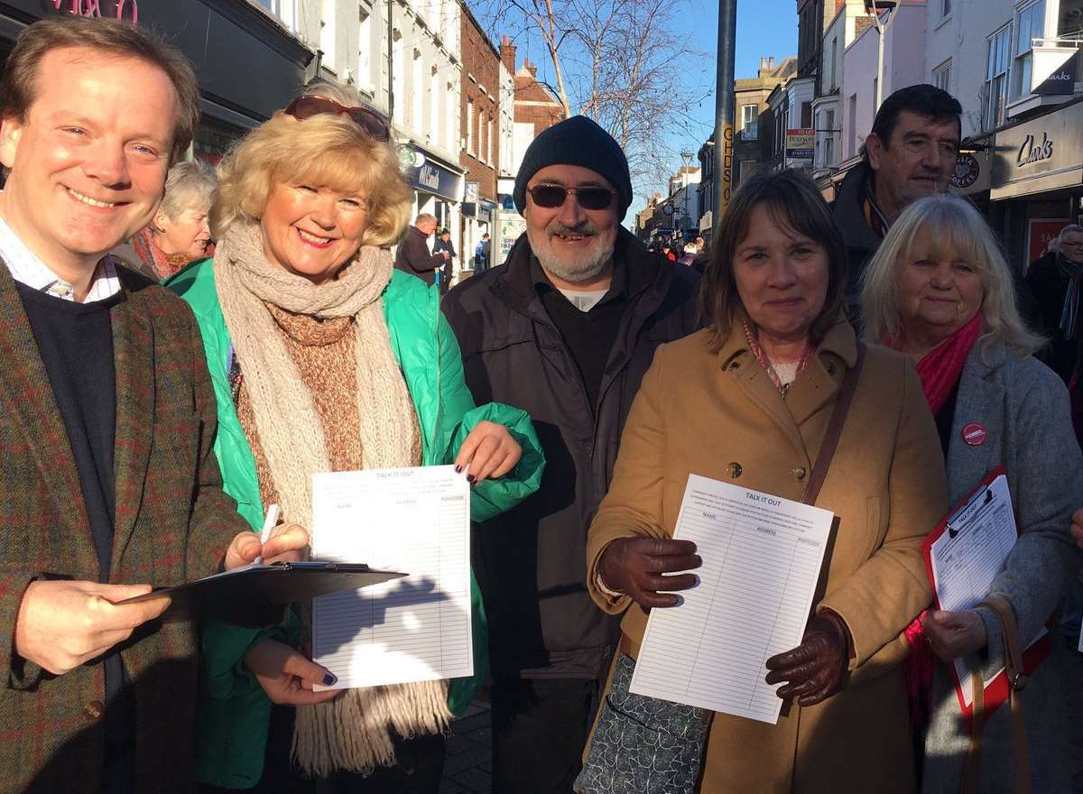 MP Charlie Elphicke, Tracy Carr and other volunteers helped collect signatures towards better mental health services in Deal
