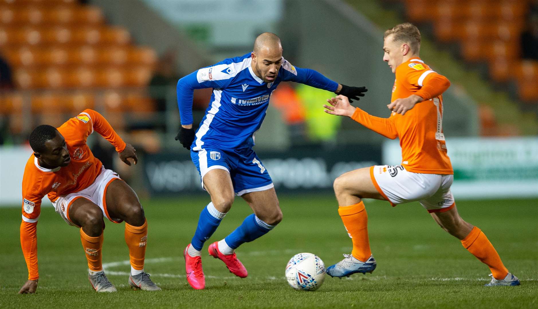 Jordan Graham in action for Gillingham against Blackpool Picture: Ady Kerry