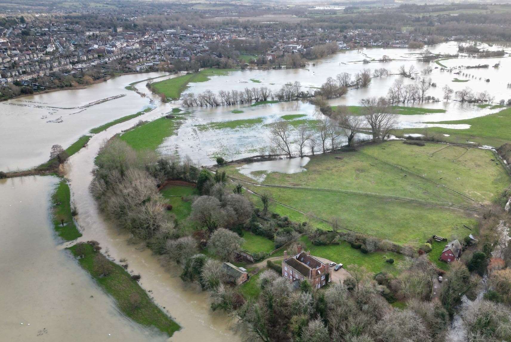 The banks of the River Stour may breach near low-lying land due to the heavy rain. Picture: Andy Rushworth