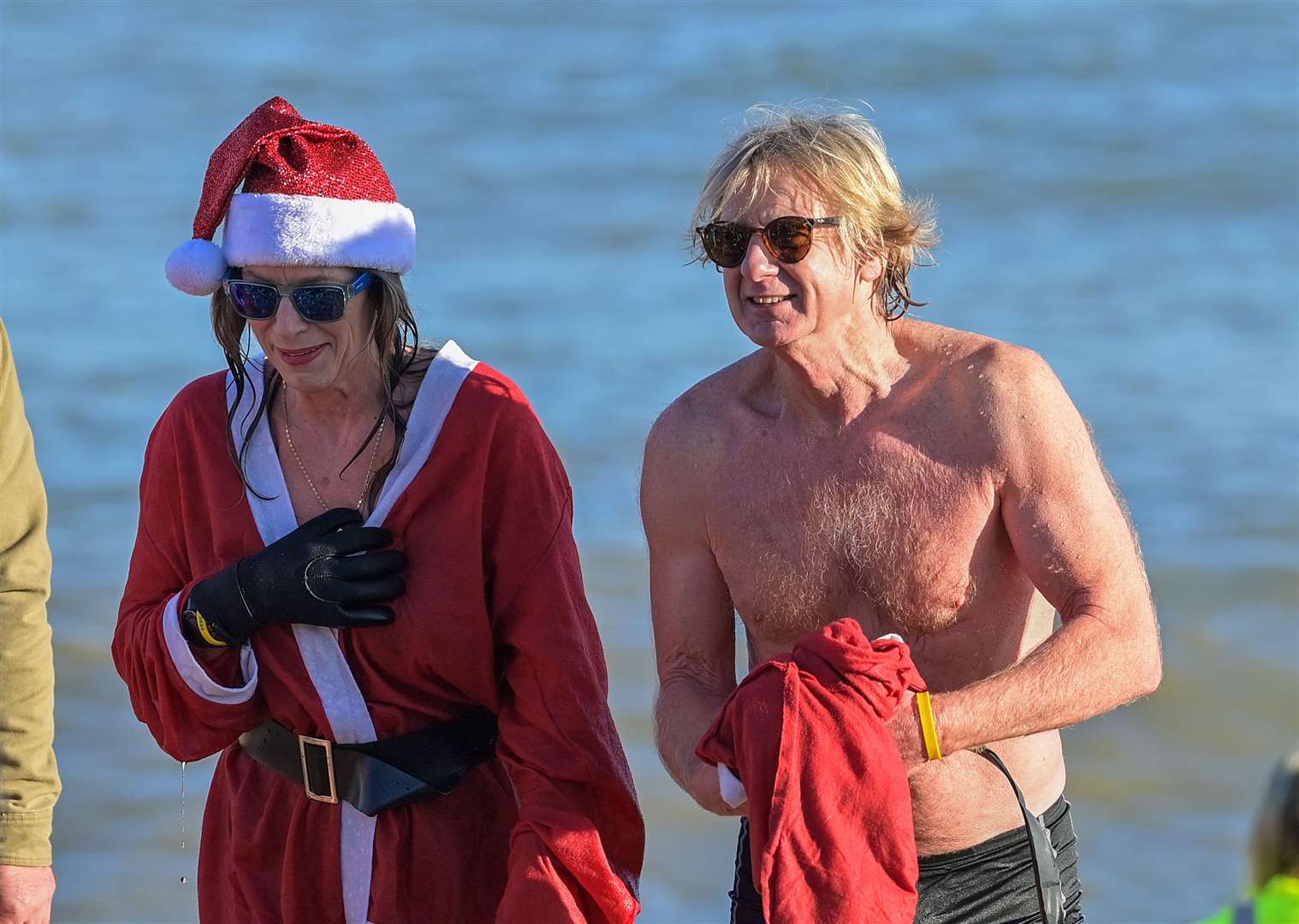 Scores of swimmers braved the 8C temperatures for this year's Deal Boxing Day Dip. Picture: Stuart Brock