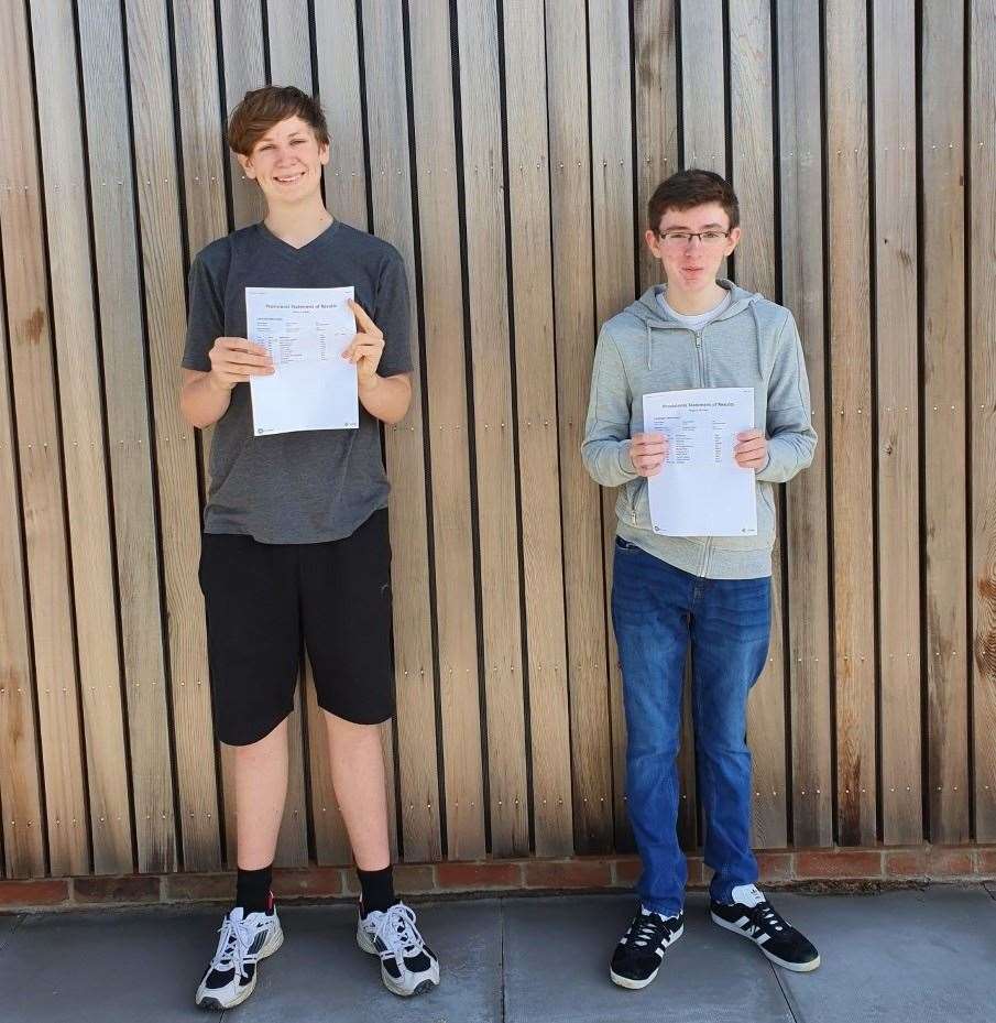Freddie Oliver and Michael Wiggins of The Wye School were beaming when they found out their GCSE grades
