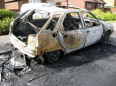 The gold Citroen in Summerville Avenue, Minster, was destroyed by an arsonist