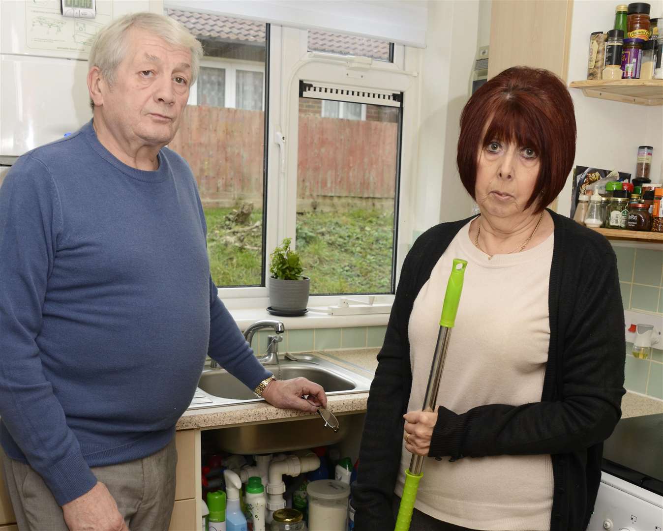 Folkestone. Christopher Wilson and partner Wendy Bowden show where the leak happened.Picture: Paul Amos. (6367440)