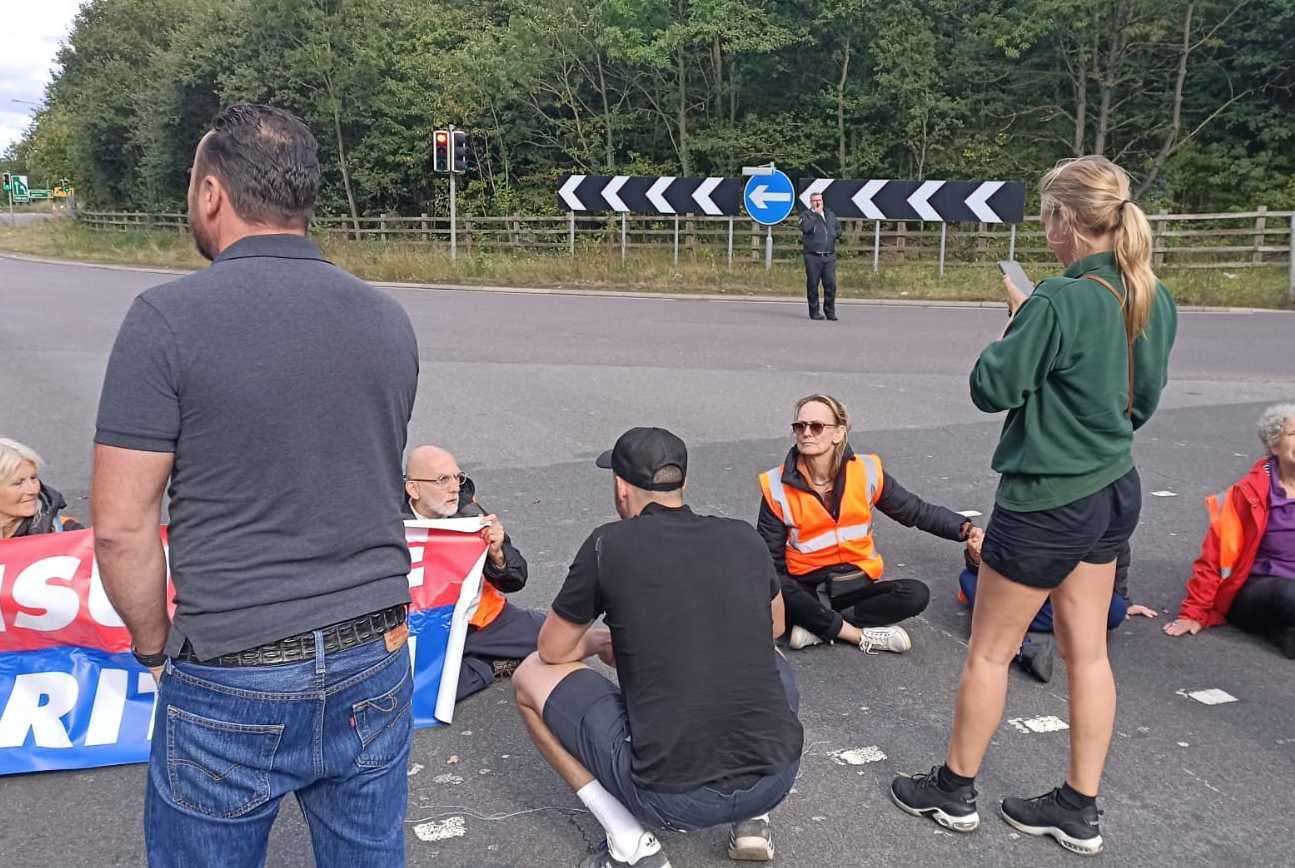 Insulate Britain protestors have returned to block a junction of the M25 for the second time today. Photo: Insulate Britain