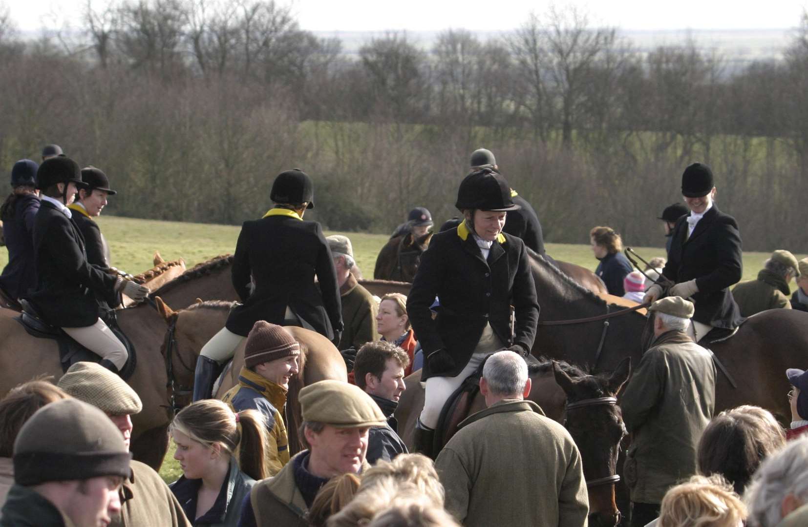 Hunts meet across the Kent countryside. Stock picture