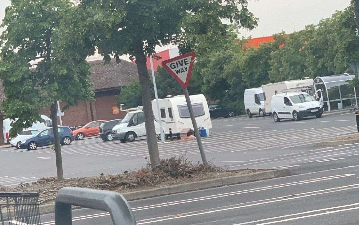 Travellers have arrived at the Sainsbury's car park in Chestfield Pic: Oliver Martin (14773527)