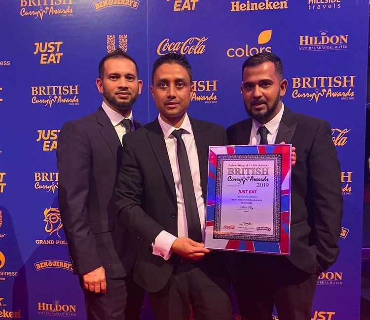 Masala Bay celebrating being shortlisted for best takeaway at the 2019 British Curry Awards