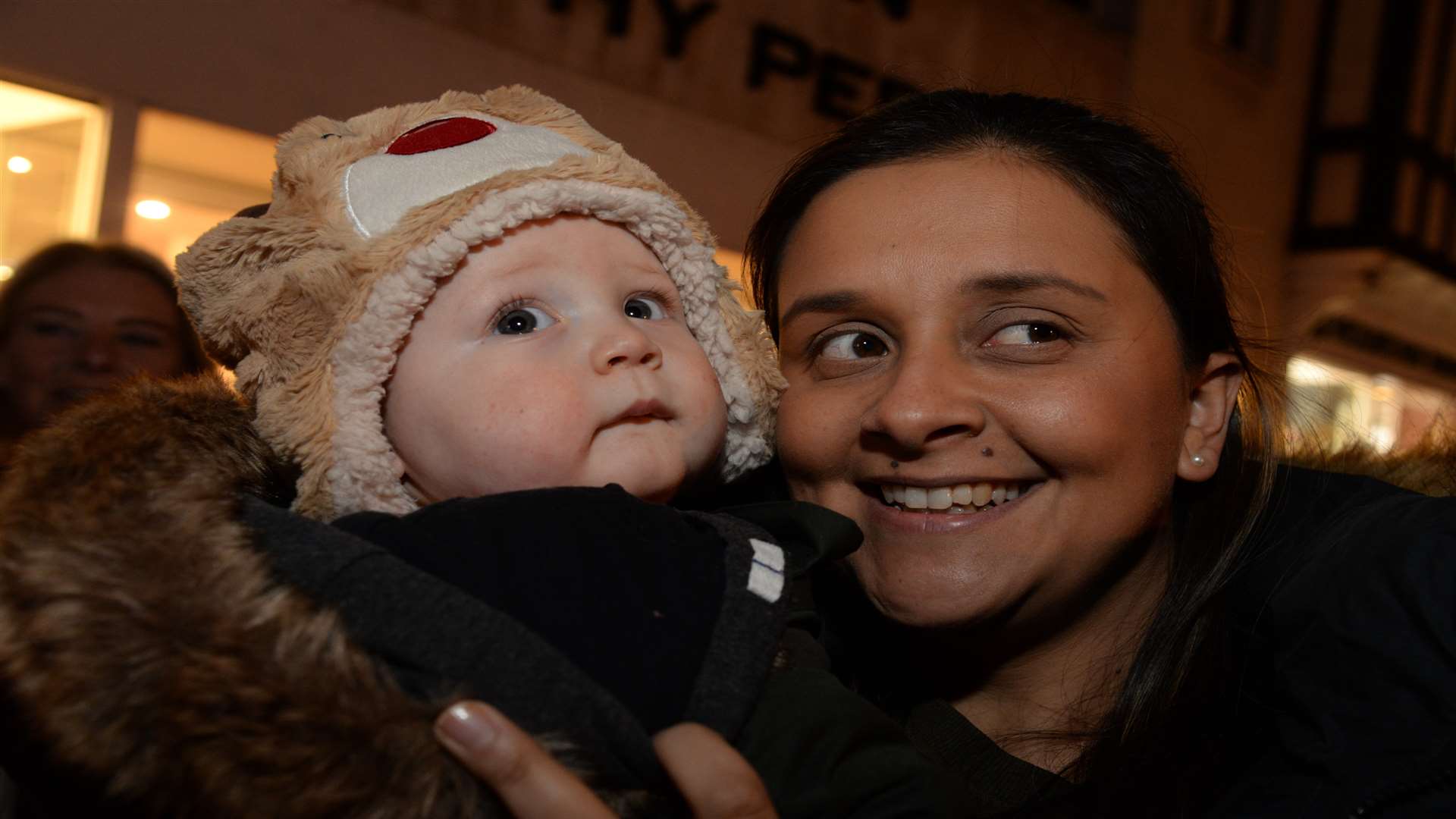 Jayden Henley, 7-months, and his mum Becky at the festive event
