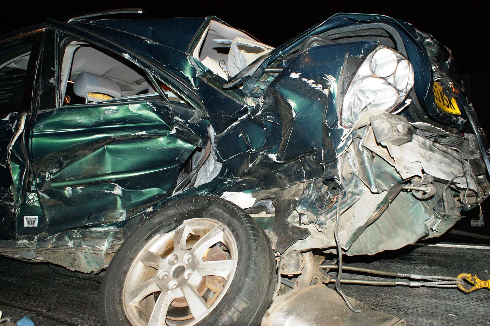 A Jaguar X-type was one of the ruined cars.