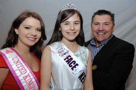 Megan Ingram who has won two sashes at a beauty pageant with her mentor Nicole Harris and father David Ingram