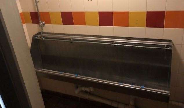 It was a traditional stainless steel trough in the gents, which might be described as slightly tight on space