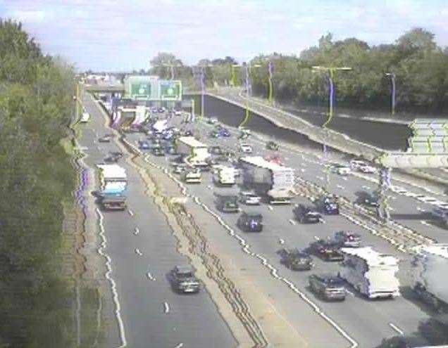Motorists are facing queues at junction 1B on the Dartford Crossing approach. Photo: National Highways
