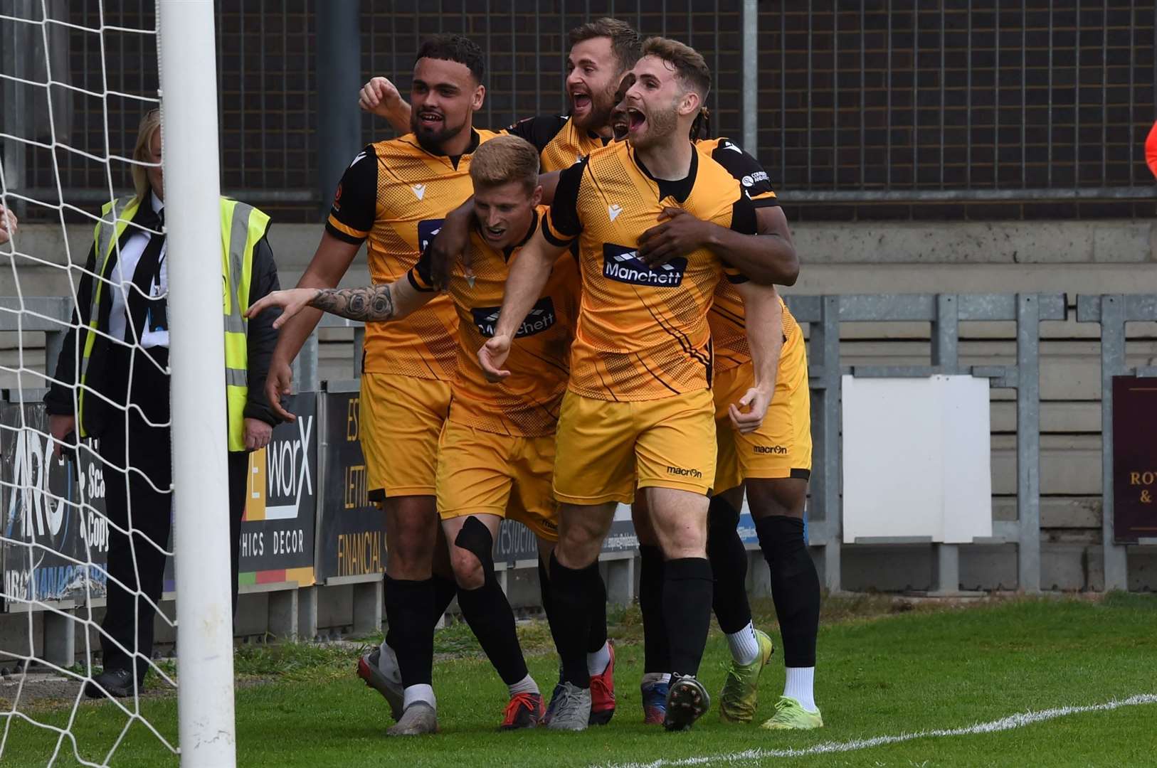 Jack Barham's first-half header saw Maidstone to victory at Dartford on Easter Monday Picture: Steve Terrell