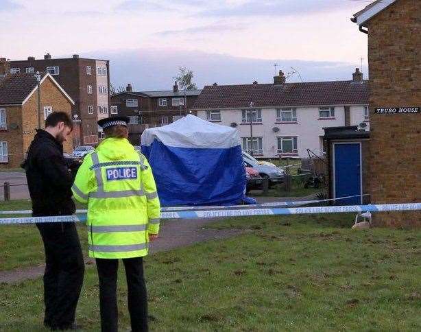 Police set up a cordon on the Shepway estate. Picture: UK News in Pictures