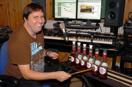 Jonathan Vincent, from Maidstone, who plays Ode to Joy on beer bottles