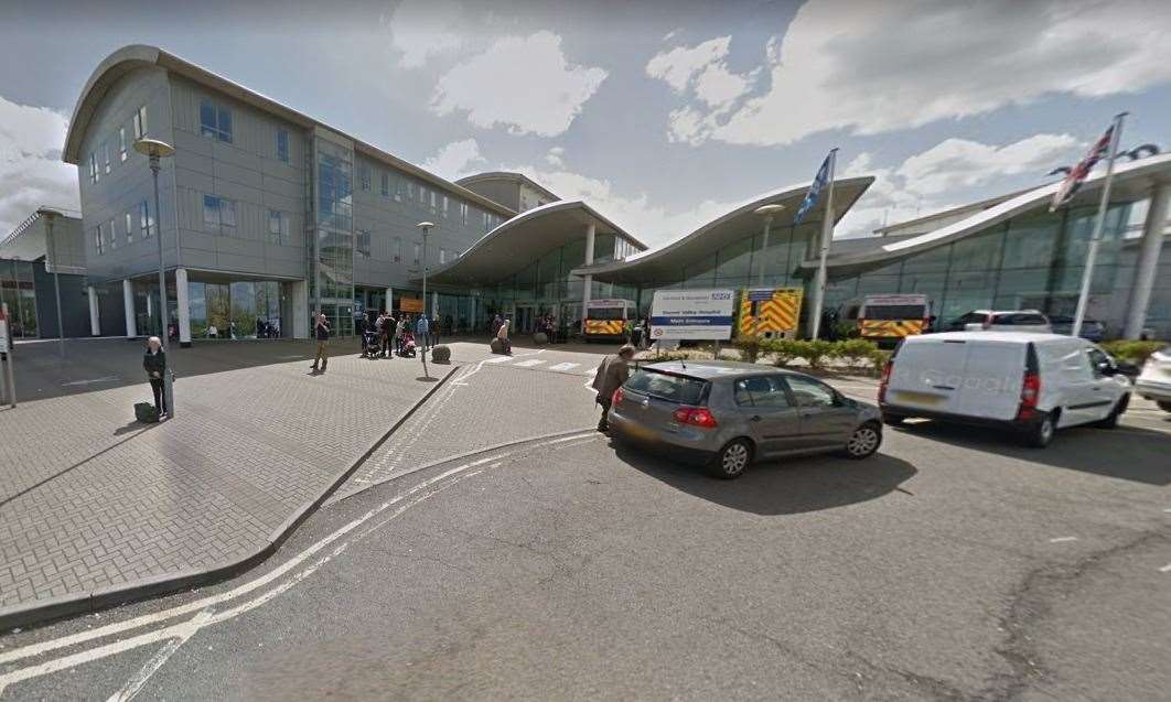 The main entrance area of Darent Valley Hospital where a car ended up ploughing through the window of the entrance. Picture: Google