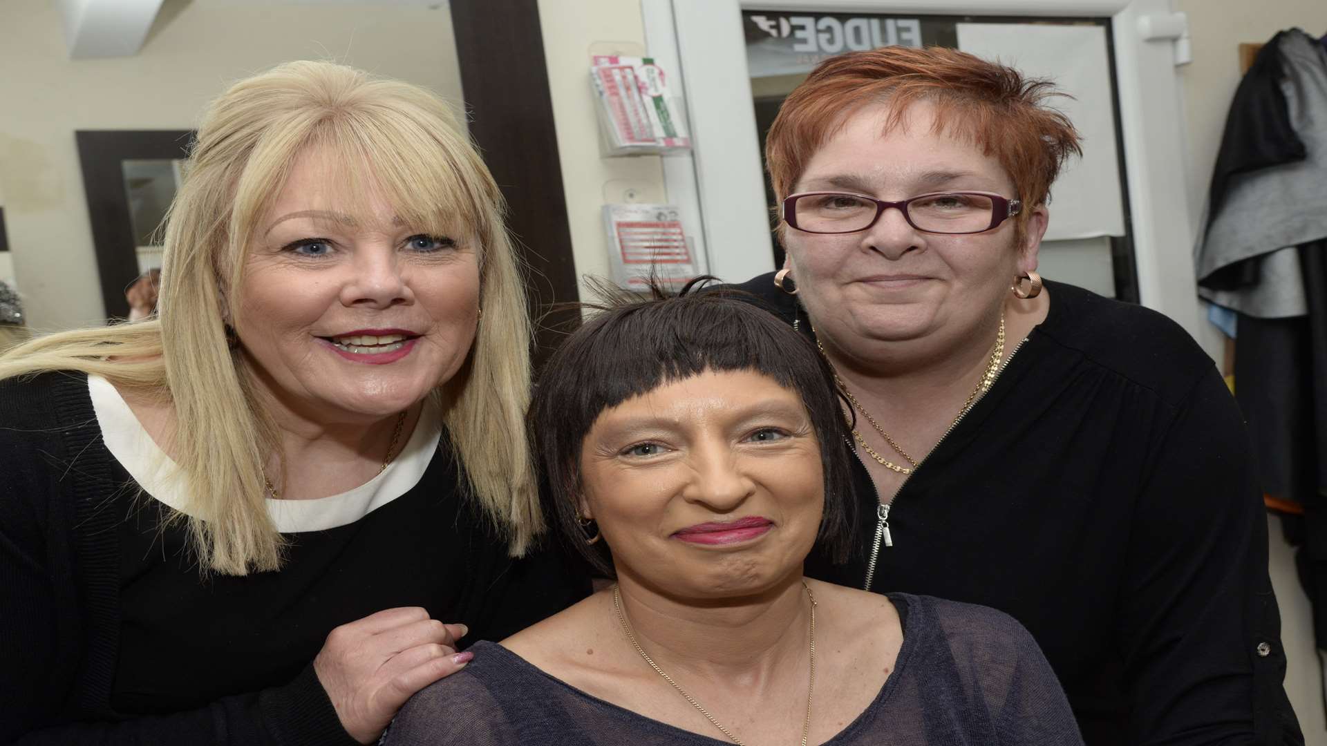 Claire Johnson with her hairdressers Elaine Price and Sue Samuel at Hers and Sirs in Hare Street, Sheerness
