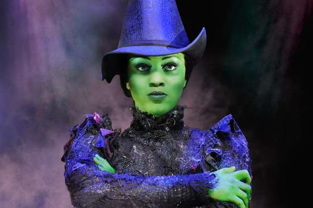 Alexia Khadime as Elphaba in Wicked at London's Apollo Victoria Theatre