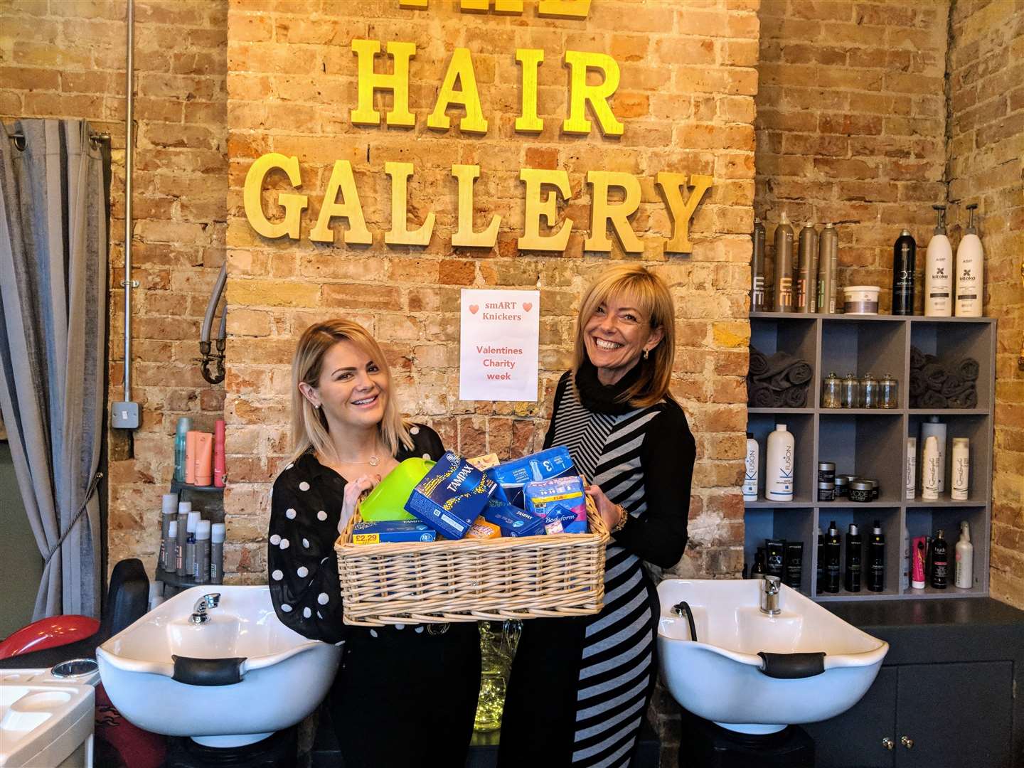 Salon owner Nicole Smith and senior stylist Deborah Lawrence are collecting sanitary products for disadvantage women this Valentine's (6970192)