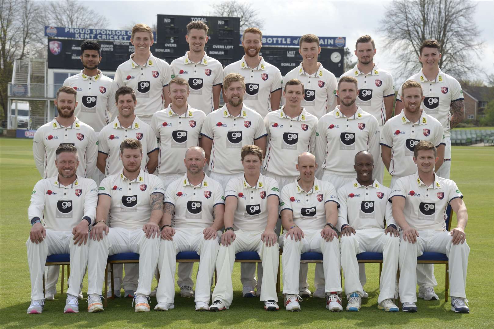 The 2017 Kent Cricket squad with Charlie Hartley pictured in the back row Picture: Chris Davey
