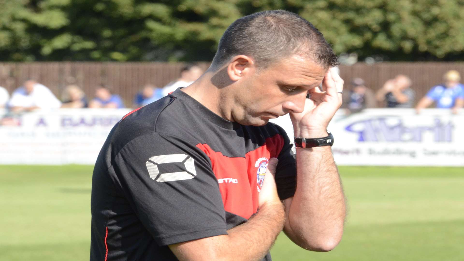 Boss Steve McKimm cut a frustrated figure during their FA Cup exit. Picture: Chris Davey