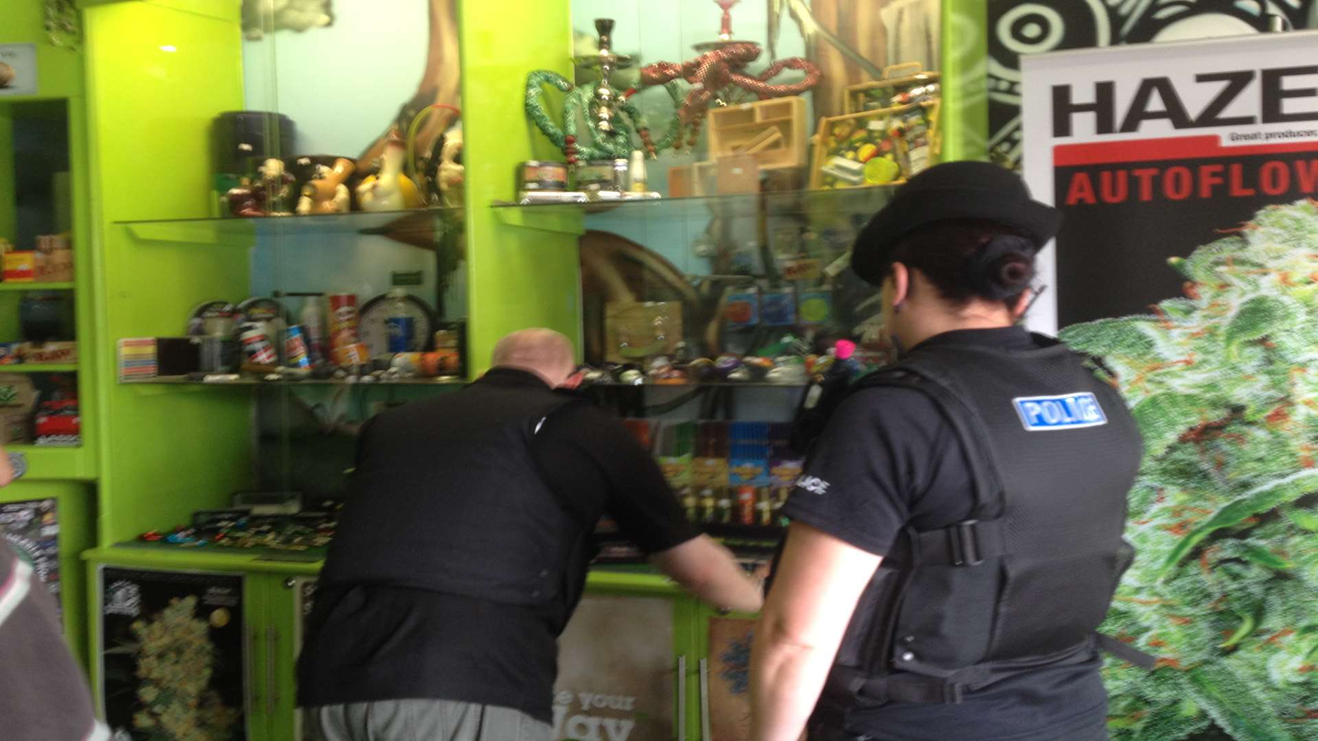 Officers inspect stock at a Maidstone store