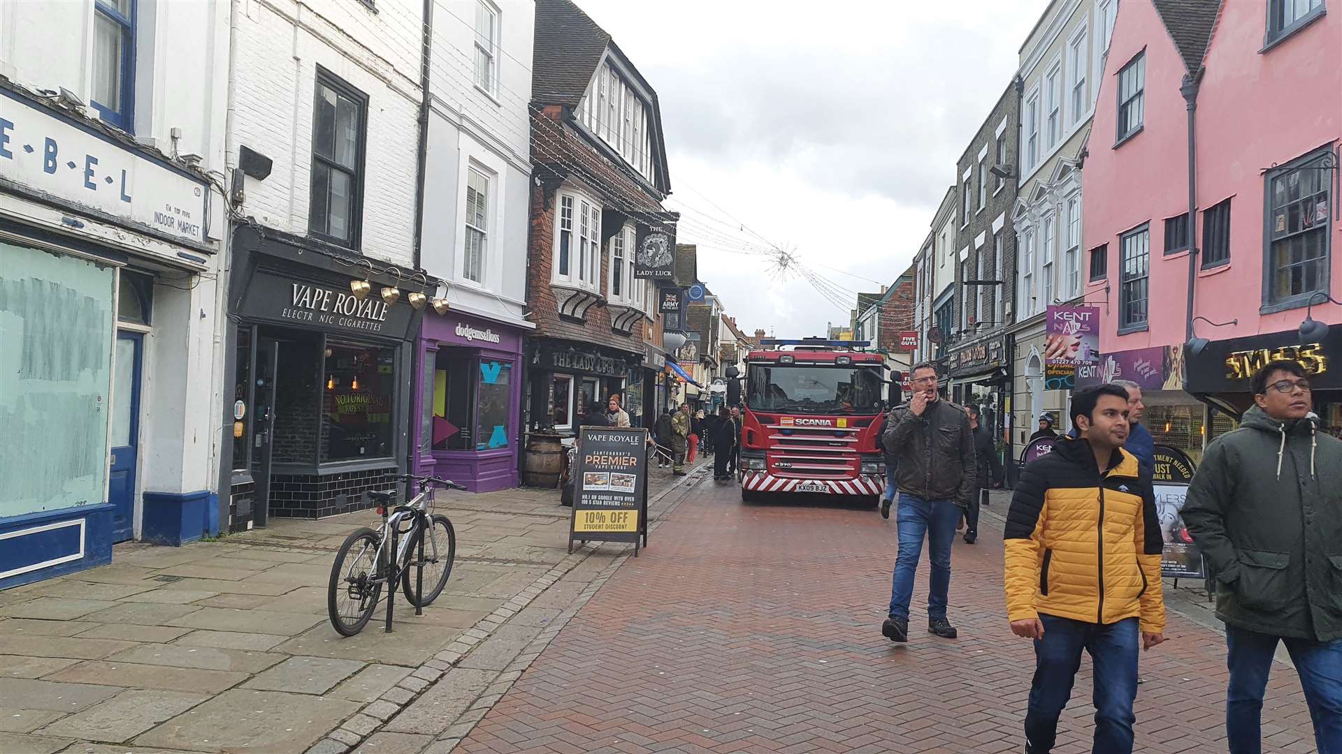 Emergency services in Canterbury city centre. Picture: Amy Tregenna