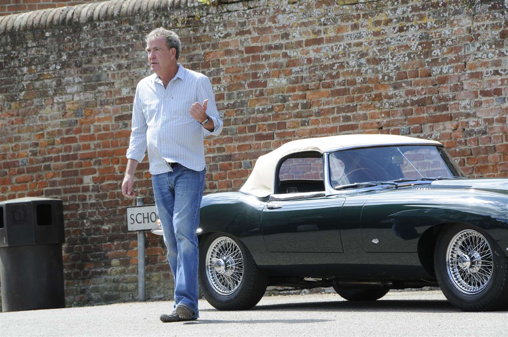 Chilham Square Top Gear Filming,Presenter Jeremy Clarkson doing an E Type special. Picture: Paul Amos
