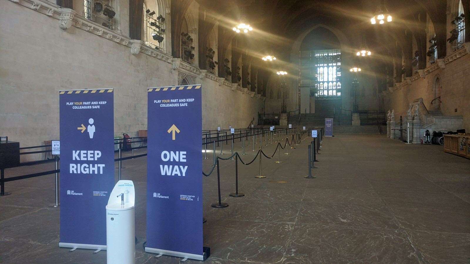 The queuing system which has been put in place at Westminster Hall in the Palace of Westminster (George Ryan/PA)
