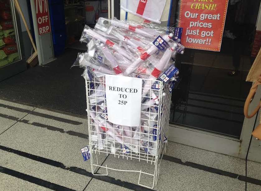 Reduced England flags for sale at The Factory Shop in Deal