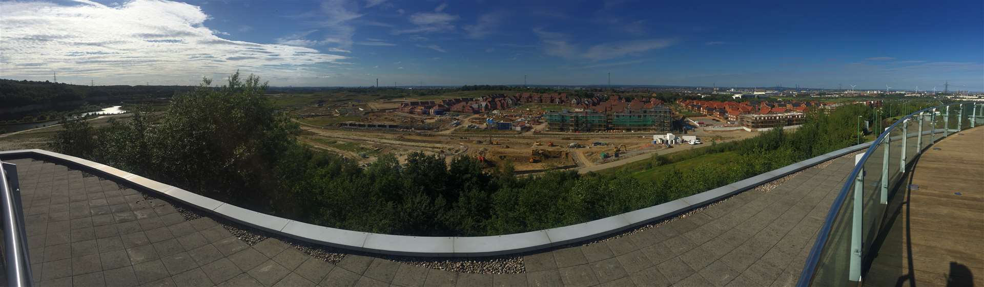 A panoramic view of Castle Hill in Ebbsfleet