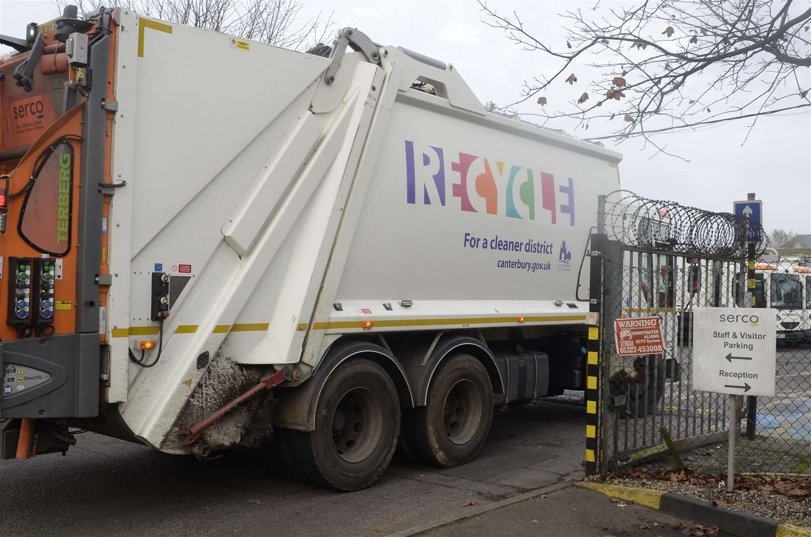 A Serco recycling lorry in Canterbury