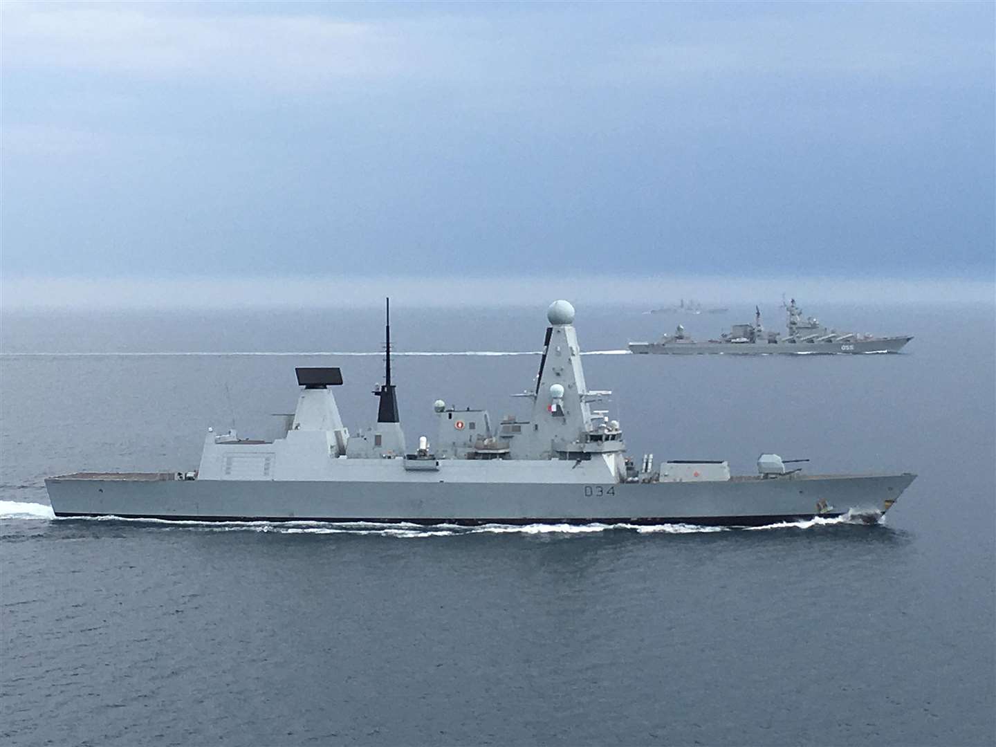 The destroyer HMS Diamond shadowed two Russian warships overnight as they passed through the English Channel. Picture: Crown copyright 2018