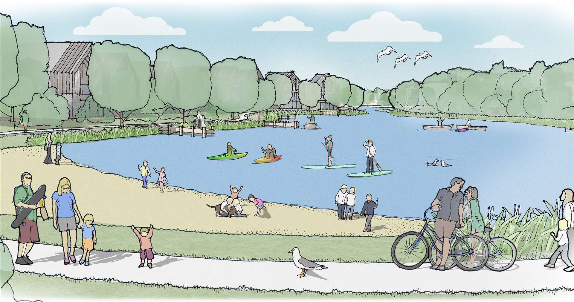 A new lake surrounded by two- and three-storey chalet holiday homes are proposed to replace Hythe Golf Club