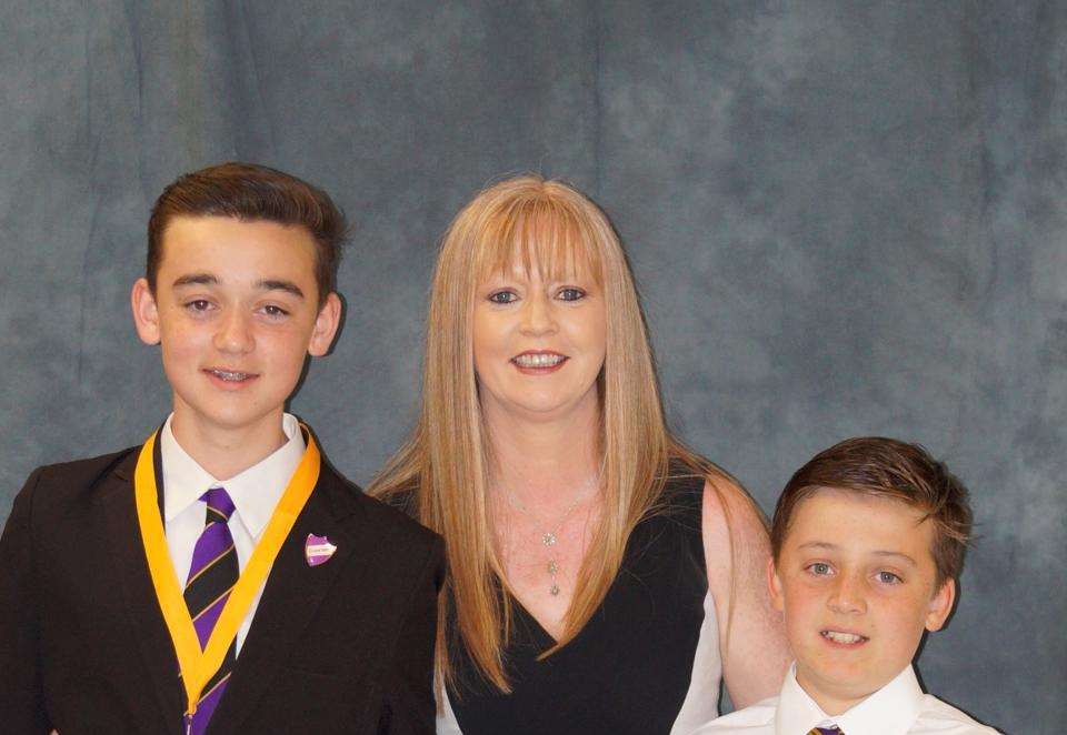 Anne Marie McClymont, latest victim of the Dymchurch sea wall steps, pictured with her sons Gabriel, 12, and Louis, 15.