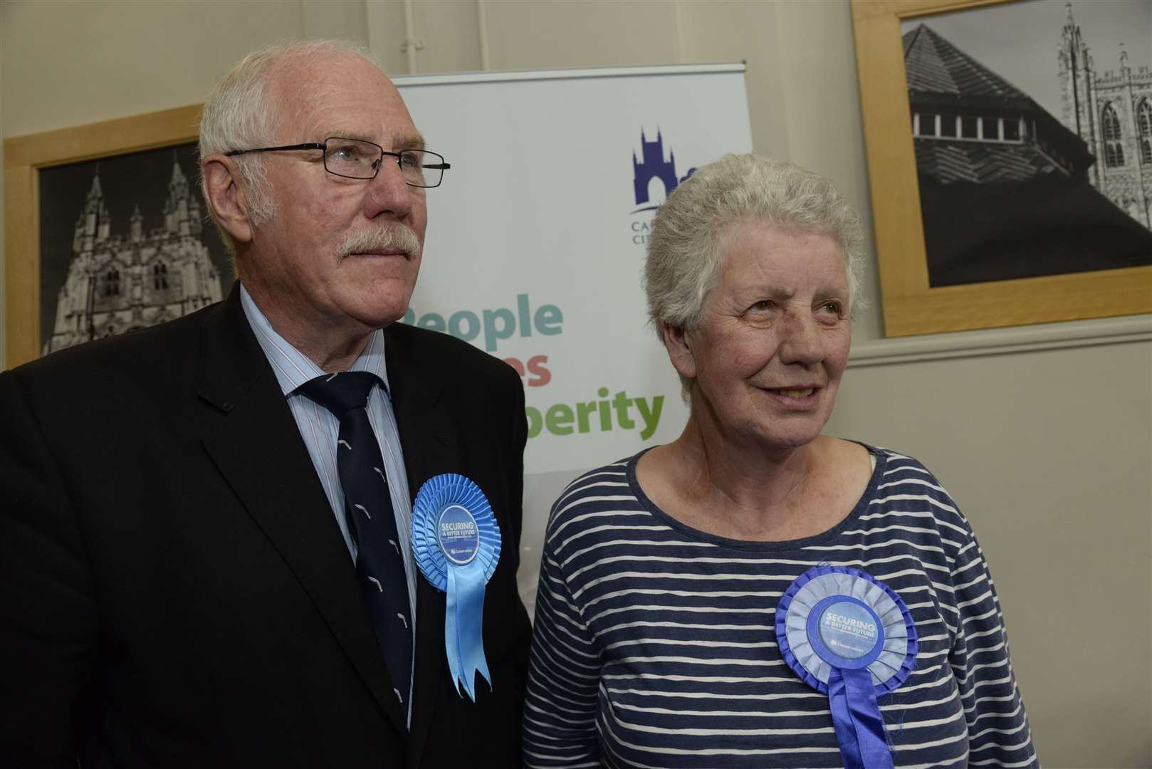 Chestfield Cllr's Pat Todd and Jenny Samper at Canterbury City Council election count at the Westgate Hall on Friday. Picture: Chris Davey FM3801012 (12012019)