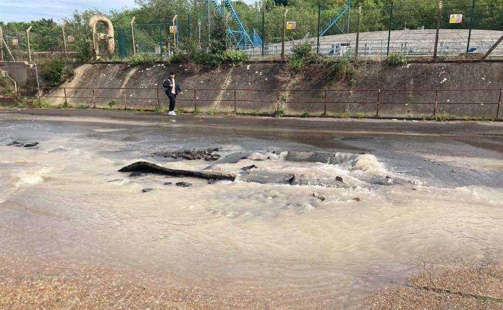 The burst water main in Dover. Picture: Rhiann Lamoon