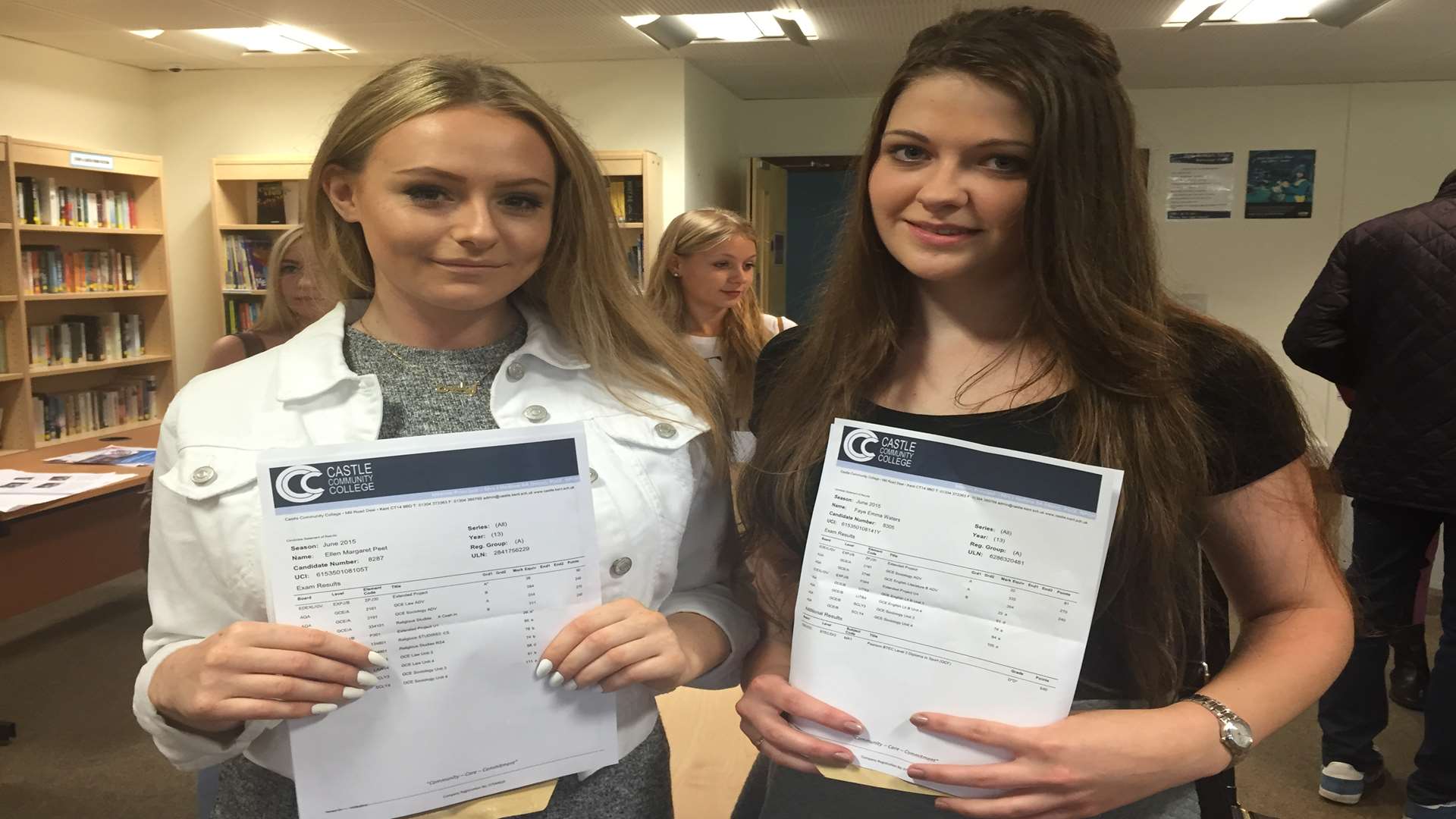 Castle Community College students Ellen Peet and Faye Water both gained university places