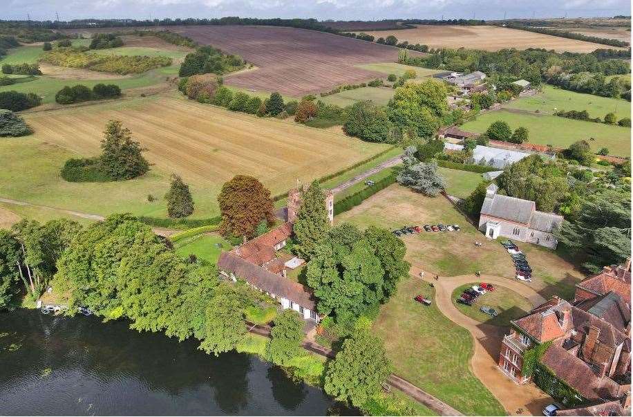An aerial view of the Old Stables, in the grounds of Lullingstone Castle