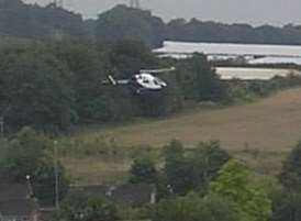 The air ambulance was called after Jonathan Stringer was seen in a precarious position on the bridge. Picture: Del Cook