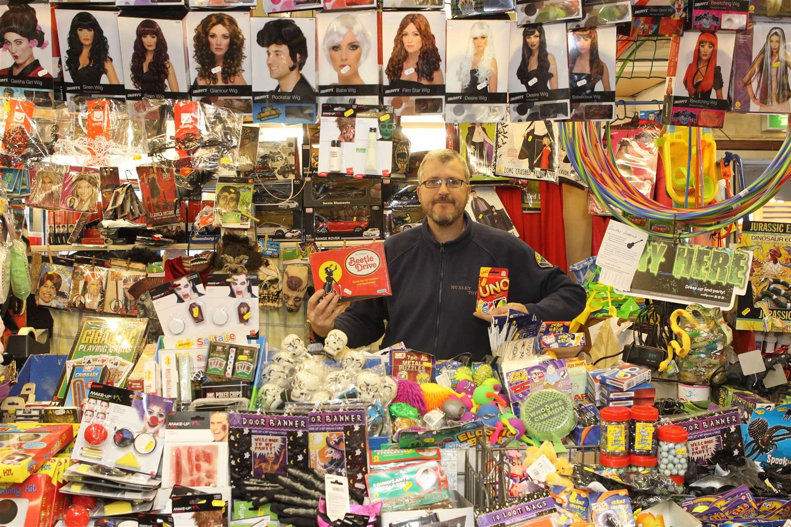 Richard Ray, Manager of Nuxley Toys surrounded by lots of toys. Picture: John Westhrop.