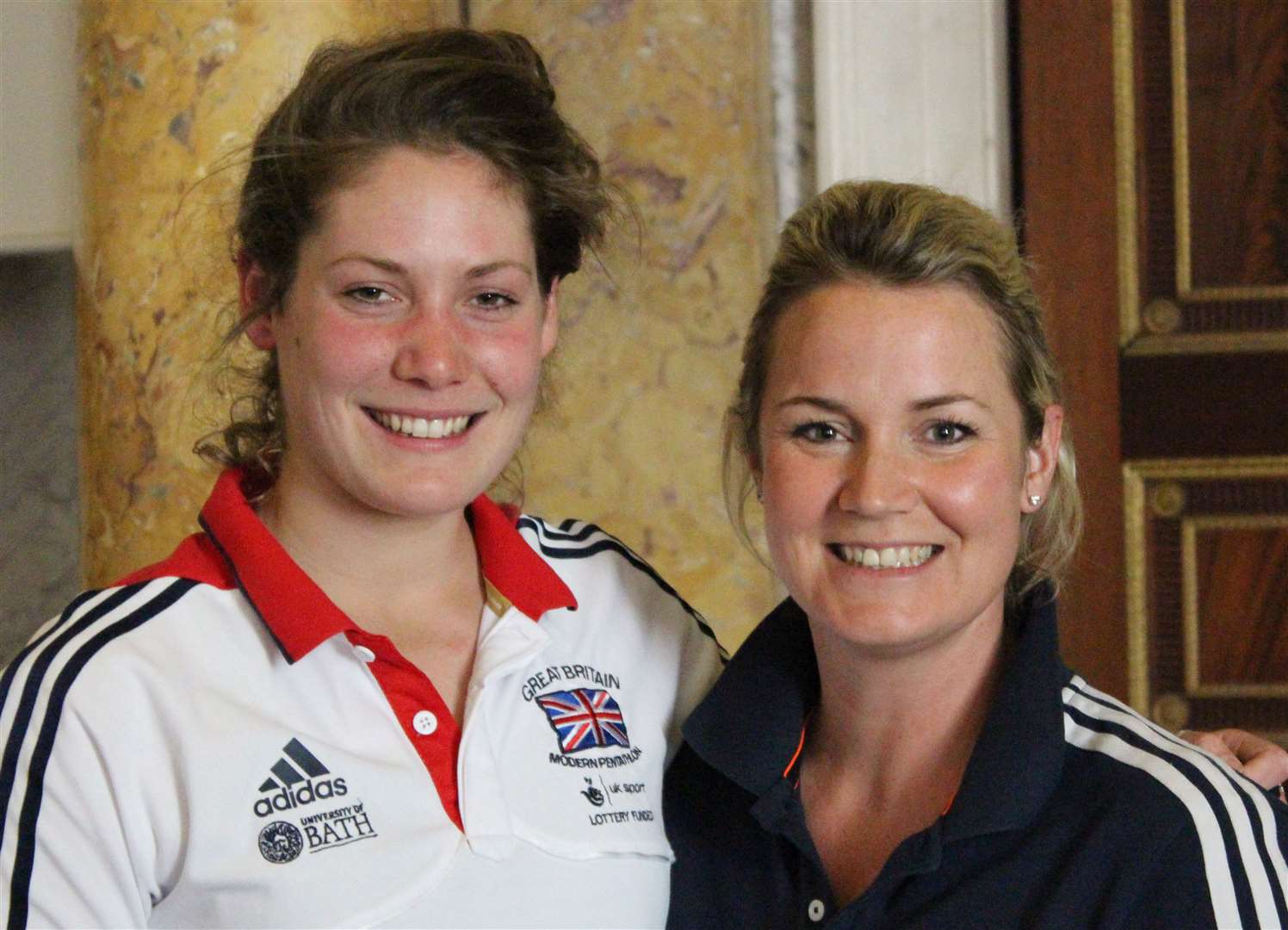 Kate French when she visited Cobham Hall in 2016 with head of PE Kelli Hooper Photo: Tracey Reid
