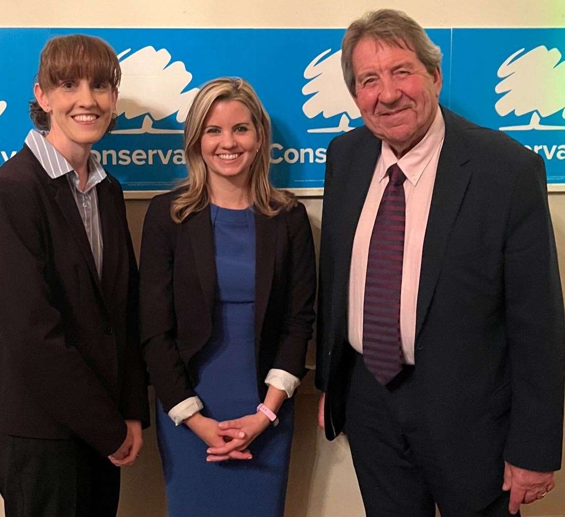 Sittingbourne and Sheppey Conservatives’ chairwoman, Jess McMahon (left), candidate Aisha Cuthbert and MP Gordon Henderson
