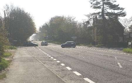 The A20 at Lenham, where a kangaroo jumped out in front of a car. Picture: JOHN WARDLEY