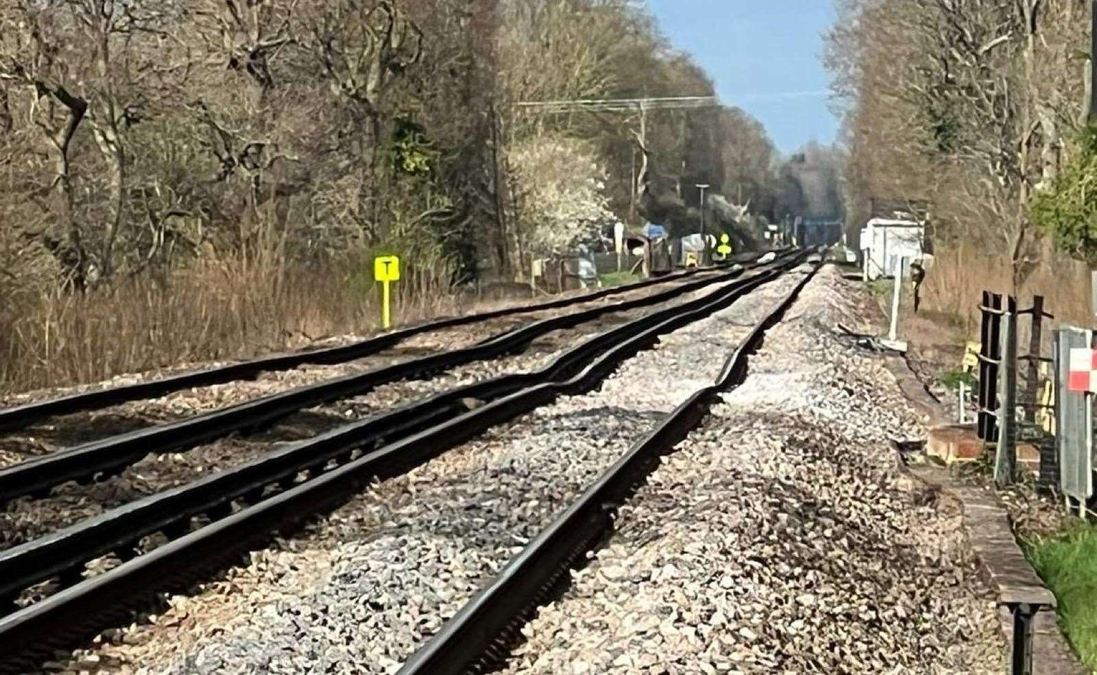 The track between Tonbridge and Edenbridge was closed for two weeks. Picture: @NetworkRailSE