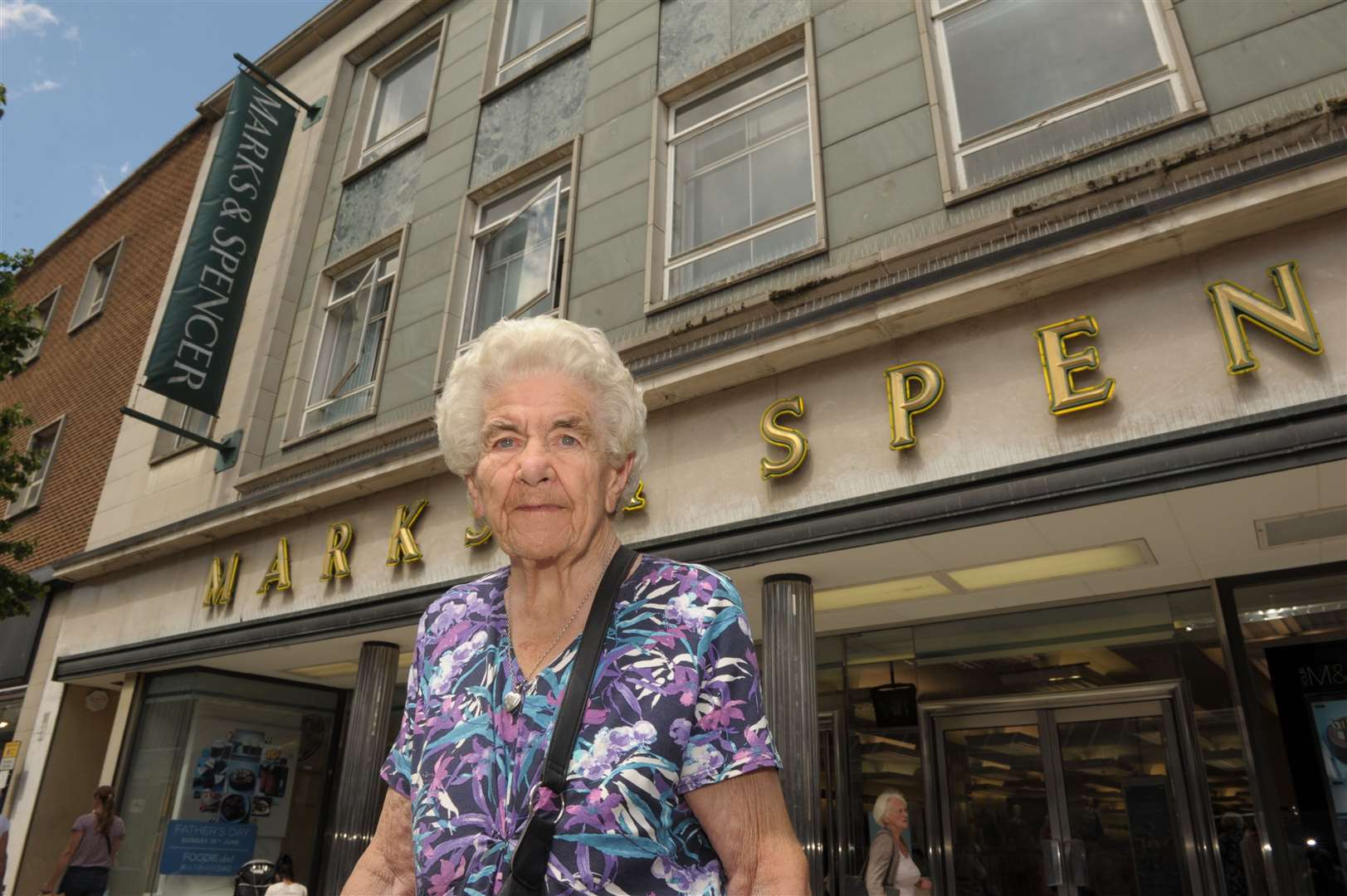 Vera Purll pictured outside Marks & Spencer in Gravesend, in 2014, aged 93