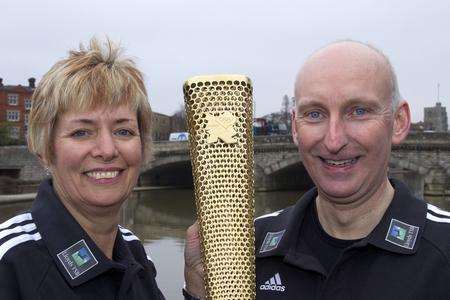 Olympic torchbearers Julie Chilcott and Melwyn Moore