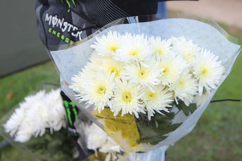 Floral tributes at the scene of the fatal crash in Gillingham