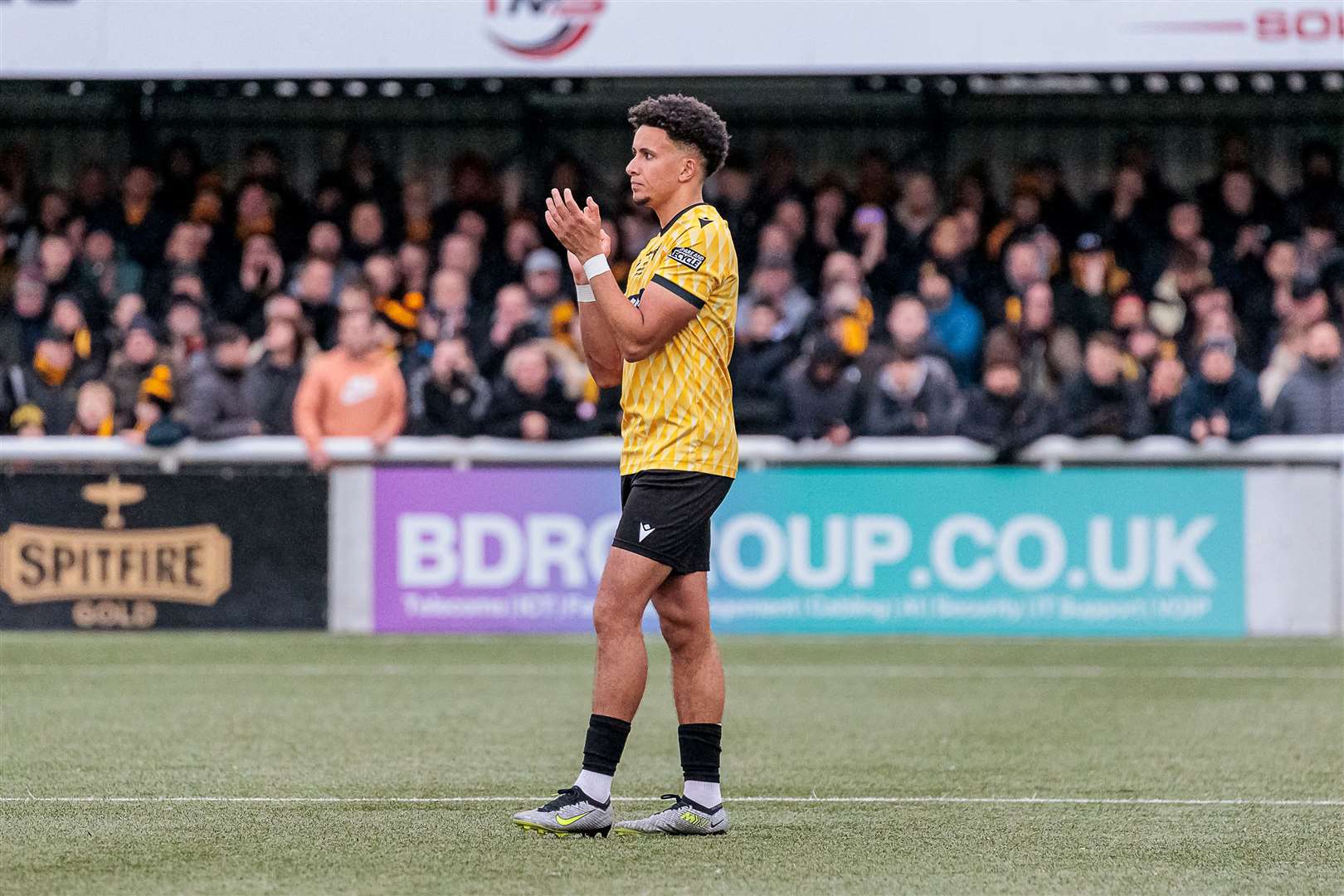 Maidstone forward Sol Wanjau-Smith leaves the field against Stevenage in the FA Cup third round. Picture: Helen Cooper