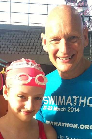 Swimmer Olivia Lawes with Olympian Duncan Goodhew